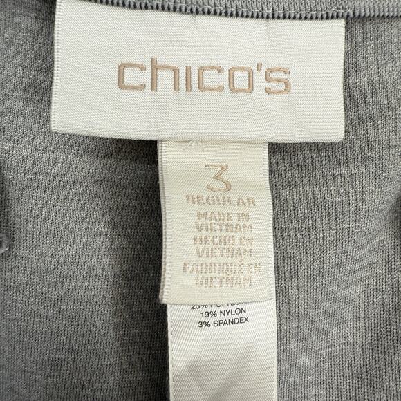 Chicos 3 The Lindy Side Zip Pants size XL Gray Seamed Stretch Knit 31" Inseam - Picture 9 of 9